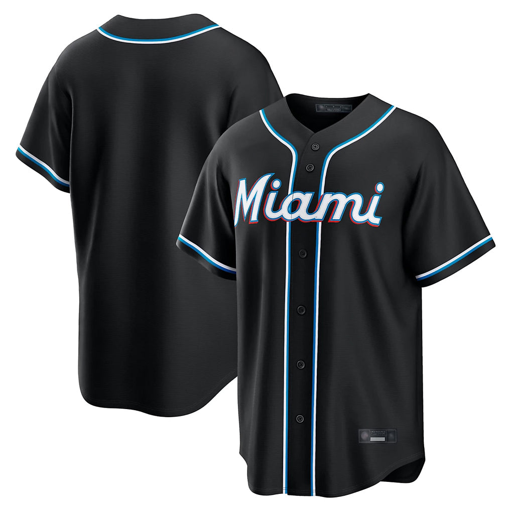 Kooe M.Marlins Blank Player Black Fashion Out Home Game Stitched Jerseys