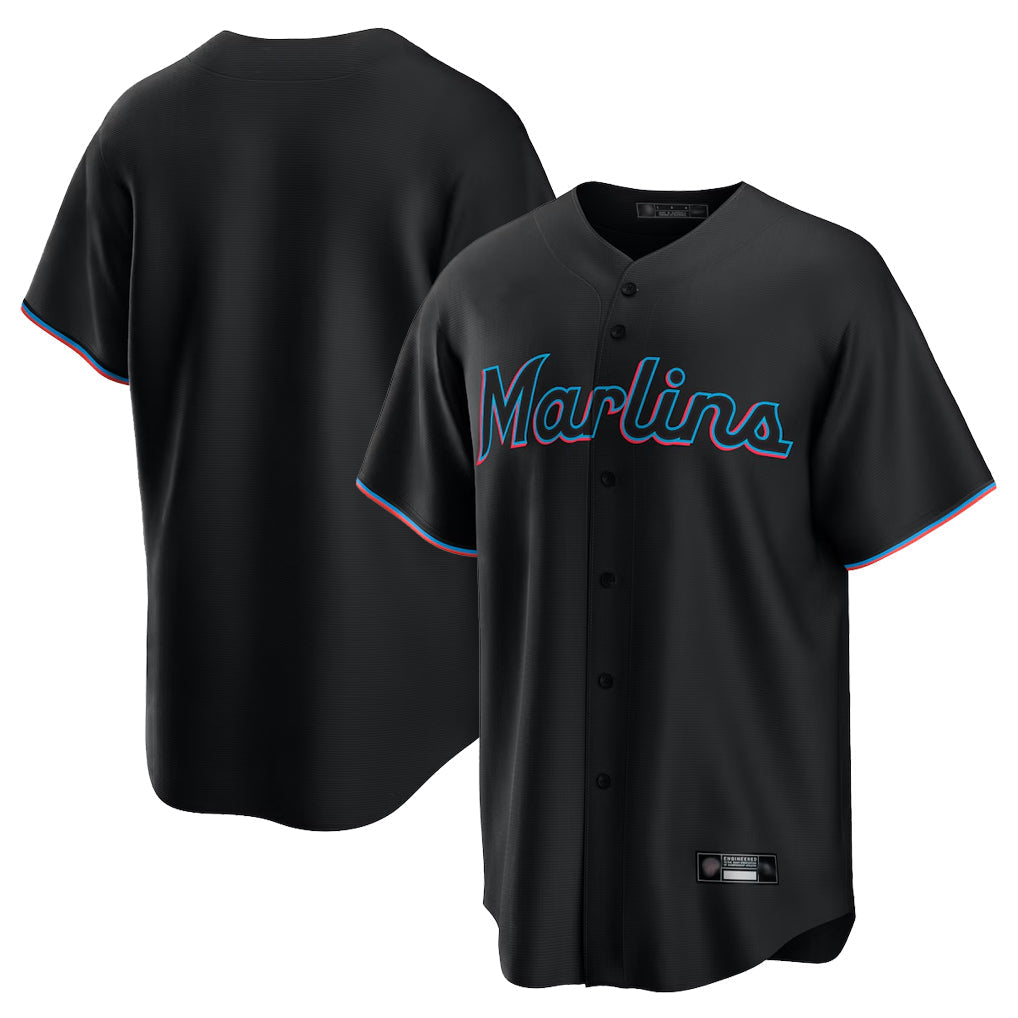 Kooe M.Marlins Blank Player Black  Home Game Stitched Jerseys