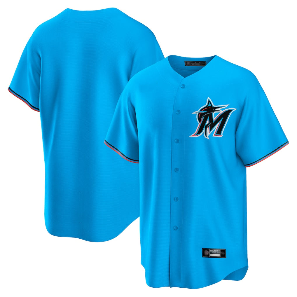 Kooe M.Marlins Blank Player Blue Home Game Stitched Jerseys