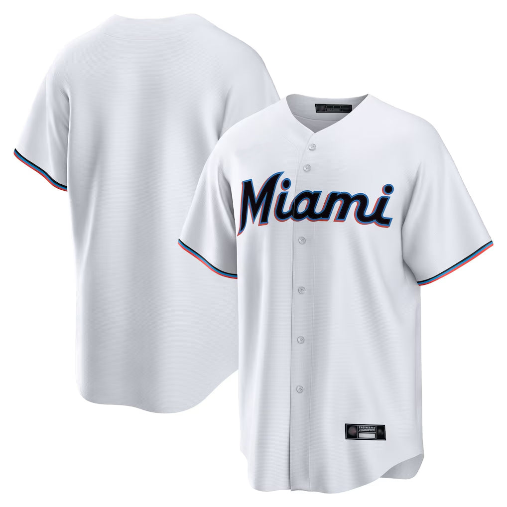 Kooe M.Marlins Blank Player White  Home Game Stitched Jerseys