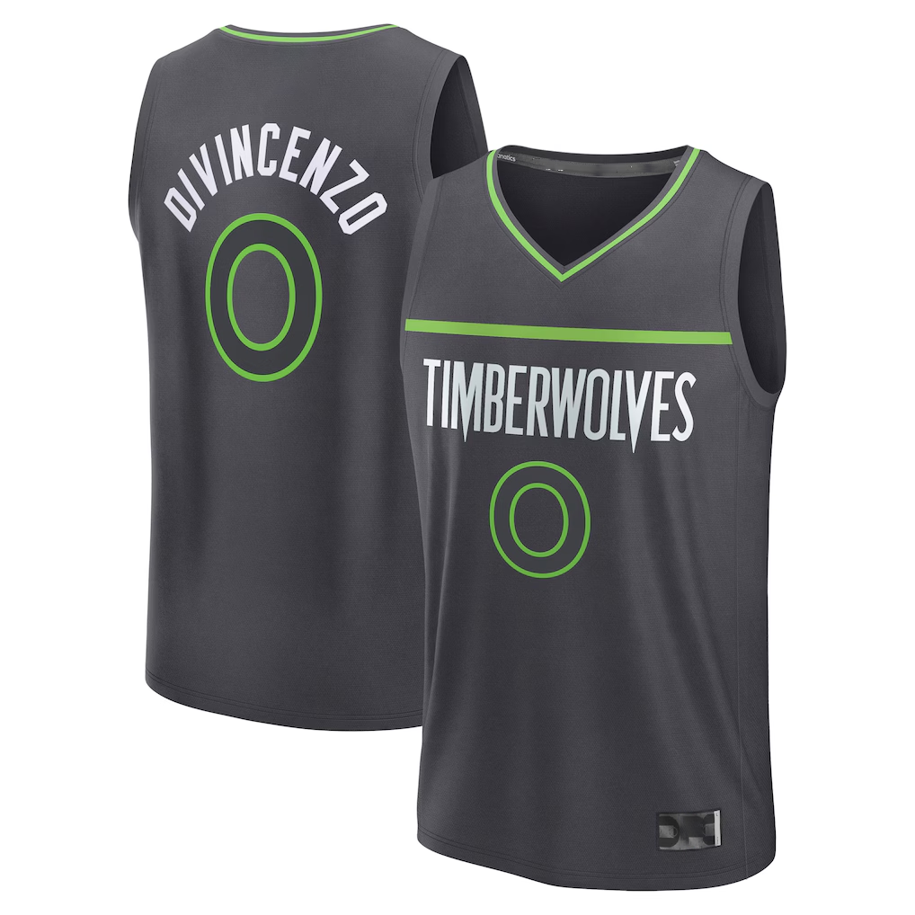 Kooe M.Timberwolves #0 Donte DiVincenzo Charcoal Fast Break Replica Player Stitched Jerseys - Statement Edition