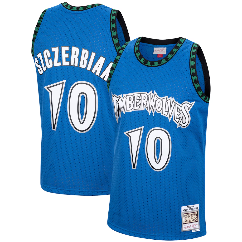 Kooe M.Timberwolves #10 Wally Szczerbiak Mitchell & Ness Blue 2003-2004 Hardwood Classics Swingman Stitched Jerseys