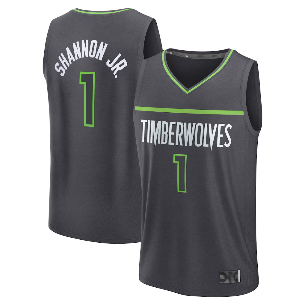 Kooe M.Timberwolves #1 Terrence Shannon Jr. Anthracite Fast Break Replica Stitched Jerseys - Statement Edition