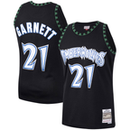 Kooe M.Timberwolves #21 Kevin Garnett Mitchell & Ness Black Hardwood Classics Swingman Stitched Jerseys