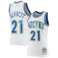 Kooe M.Timberwolves #21 Kevin Garnett Mitchell & Ness White 1995-1996 Hardwood Classics Swingman Stitched Jerseys