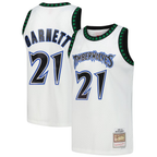 Kooe M.Timberwolves #21 Kevin Garnett Mitchell & Ness White Hardwood Classics Swingman Stitched Jerseys