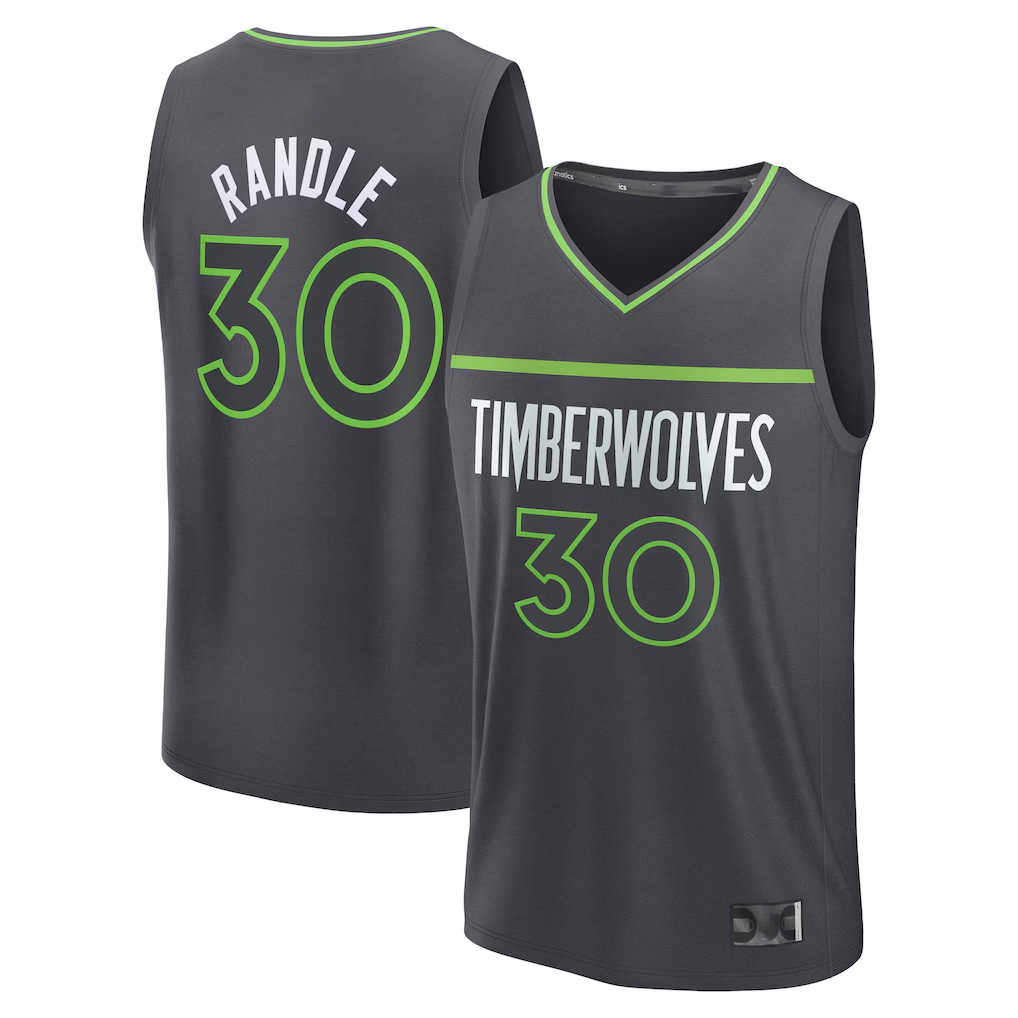 Kooe M.Timberwolves #30 Julius Randle Charcoal Fast Break Replica Player Stitched Jerseys - Statement Edition