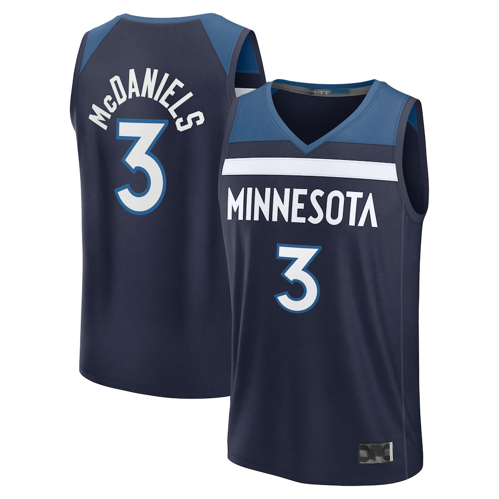 Kooe M.Timberwolves #3 Jaden McDaniels Navy Fast Break Replica Stitched Jerseys - Icon Edition