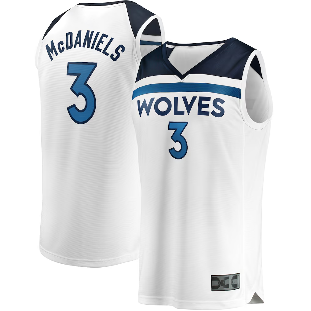 Kooe M.Timberwolves #3 Jaden McDaniels White Fast Break Replica Player Stitched Jerseys - Association Edition
