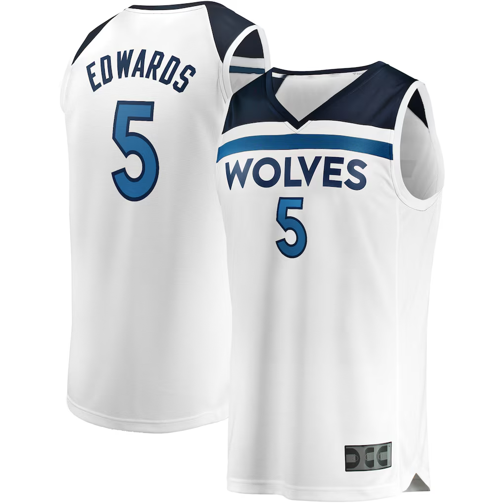 Kooe M.Timberwolves #5 Anthony Edwards White Fast Break Replica Player Stitched Jerseys - Association Edition