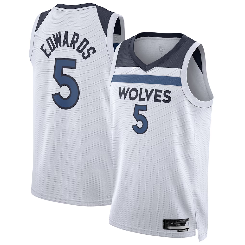 Kooe M.Timberwolves #5 Anthony Edwards White Swingman Stitched Jerseys - Association Edition