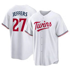 Kooe M.Twins #27 Ryan Jeffers Player White Home Game Stitched Jerseys