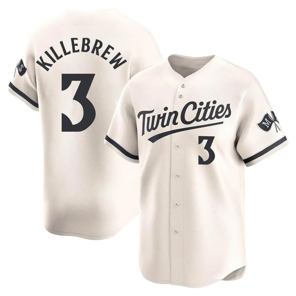 Kooe M.Twins #3 Harmon Killebrew Player Cream Home Limited Stitched Jerseys