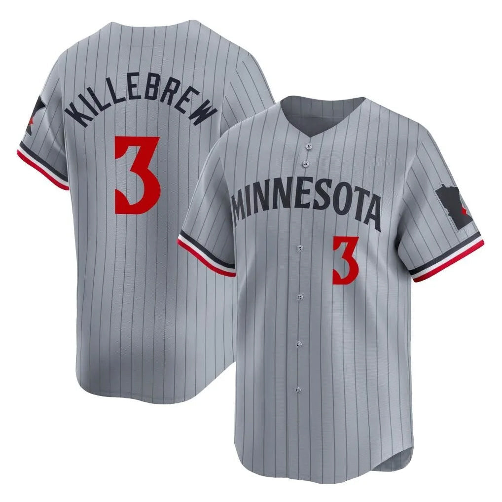 Kooe M.Twins #3 Harmon Killebrew Player Gray Home Limited Stitched Jerseys