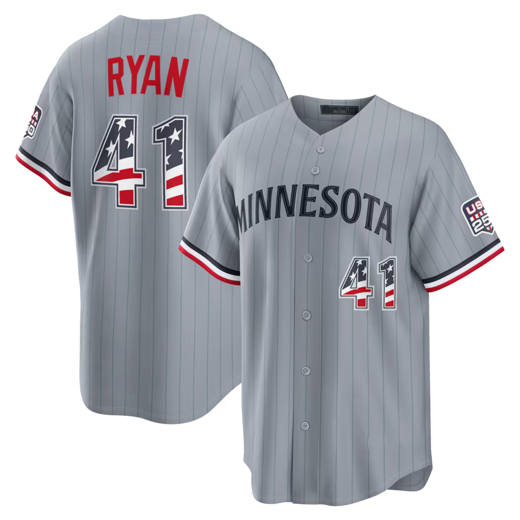 Kooe M.Twins #41 Joe Ryan Gray USA 250 Fourth of July Road Stadium Jersey
