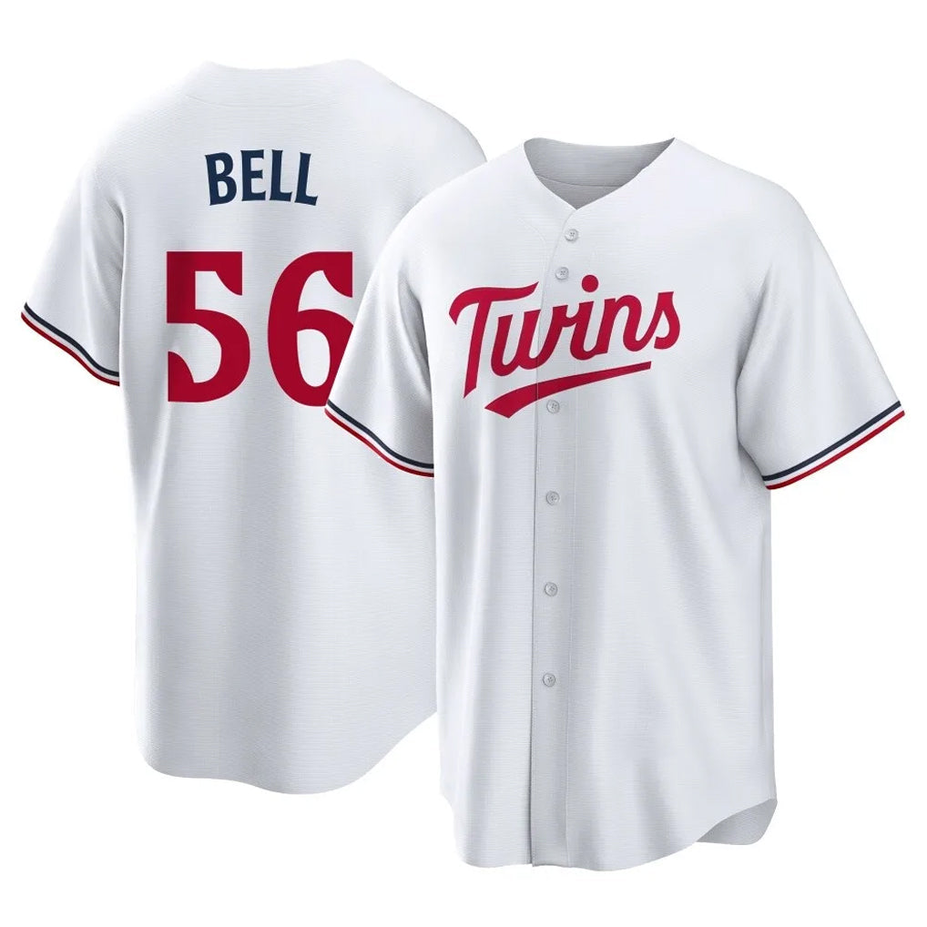 Kooe M.Twins #56 Josh Bell Player White Home Game Stitched Jerseys