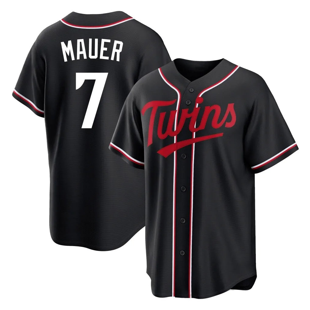Kooe M.Twins #7 Joe Mauer Player Black Fashion Out Home Limited Stitched Jerseys