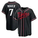Kooe M.Twins #7 Joe Mauer Player Black Fashion Out Home Limited Stitched Jerseys