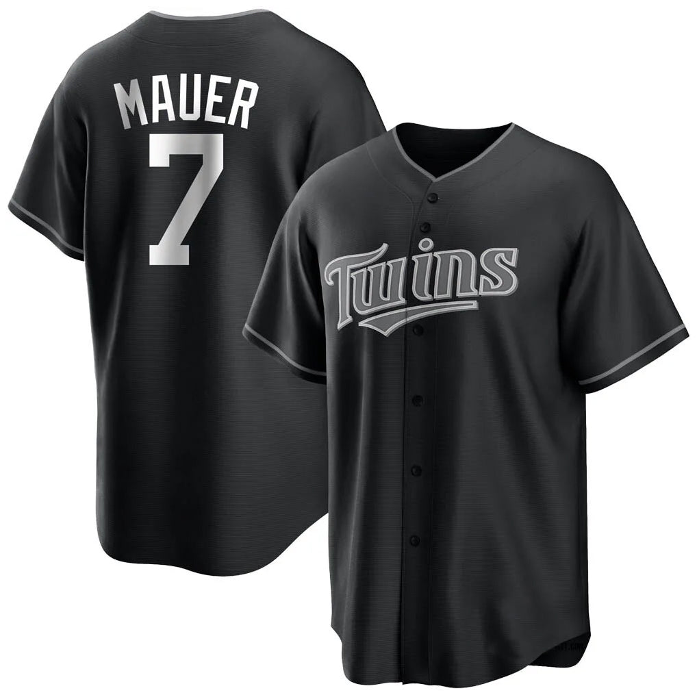 Kooe M.Twins #7 Joe Mauer Player Black Home Game Stitched Jerseys