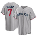 Kooe M.Twins #7 Joe Mauer Player Gray Game Limited Home Stitched Jerseys