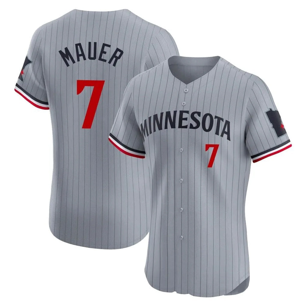Kooe M.Twins #7 Joe Mauer Player Gray Home Limited Elite Stitched Jerseys