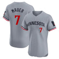 Kooe M.Twins #7 Joe Mauer Player Gray Home Limited Elite Stitched Jerseys
