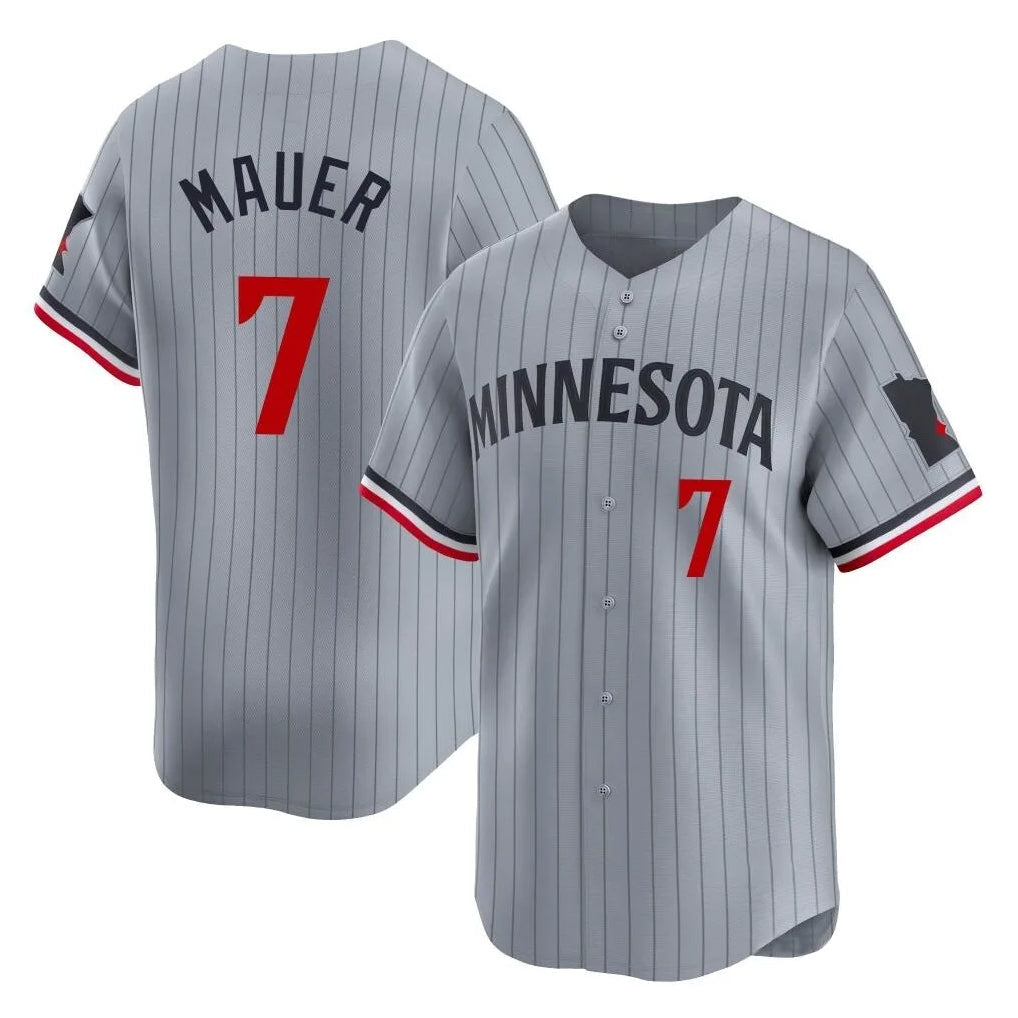 Kooe M.Twins #7 Joe Mauer Player Gray Home Limited Stitched Jerseys