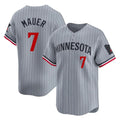 Kooe M.Twins #7 Joe Mauer Player Gray Home Limited Stitched Jerseys