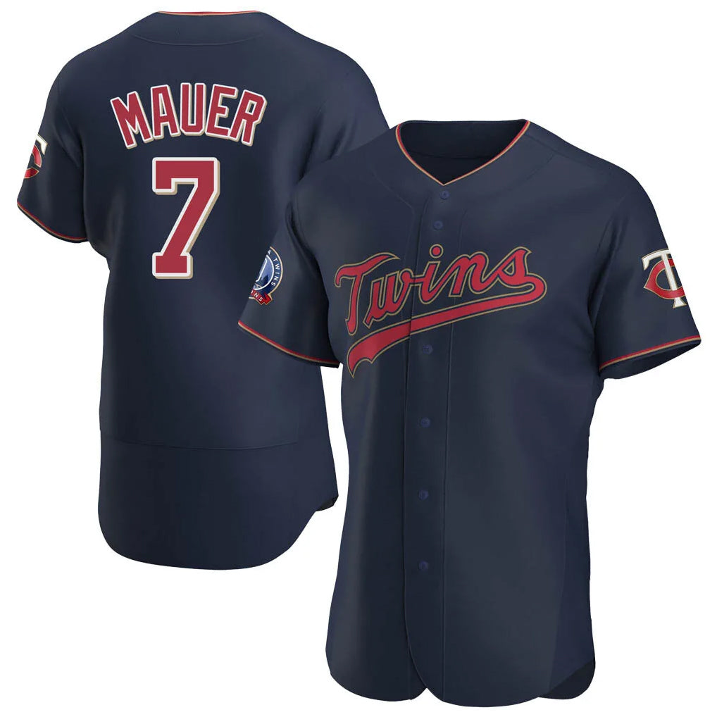 Kooe M.Twins #7 Joe Mauer Player Navy 60th Home Limited Elite Stitched Jerseys