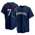 Kooe M.Twins #7 Joe Mauer Player Navy Replica Alternate Home Stitched Jerseys