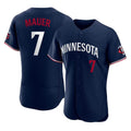 Kooe M.Twins #7 Joe Mauer Player Navy Replica Home Limited Elite Stitched Jerseys