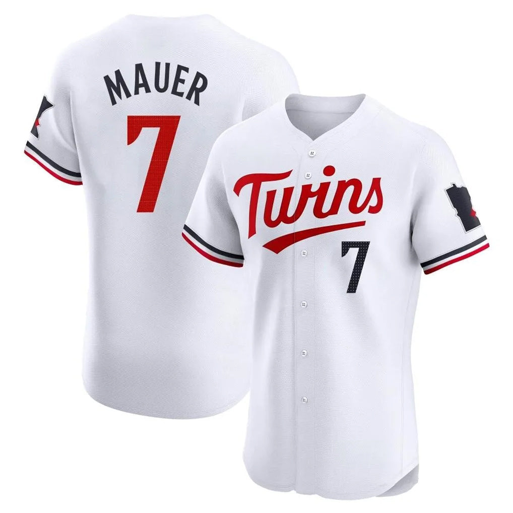 Kooe M.Twins #7 Joe Mauer Player White Home Limited Elite Stitched Jerseys