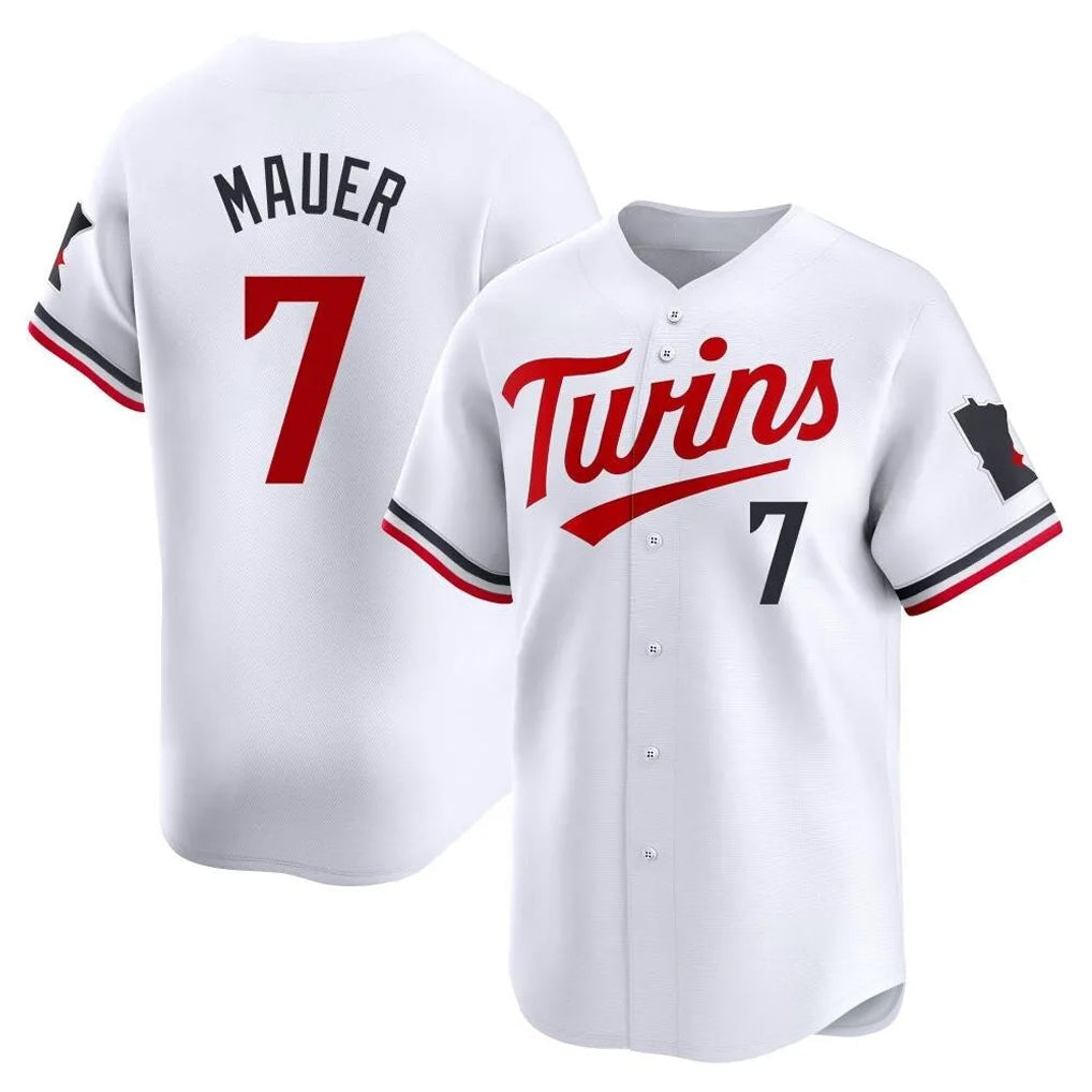 Kooe M.Twins #7 Joe Mauer Player White Home Limited Stitched Jerseys