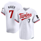 Kooe M.Twins #7 Joe Mauer Player White Home Limited Stitched Jerseys