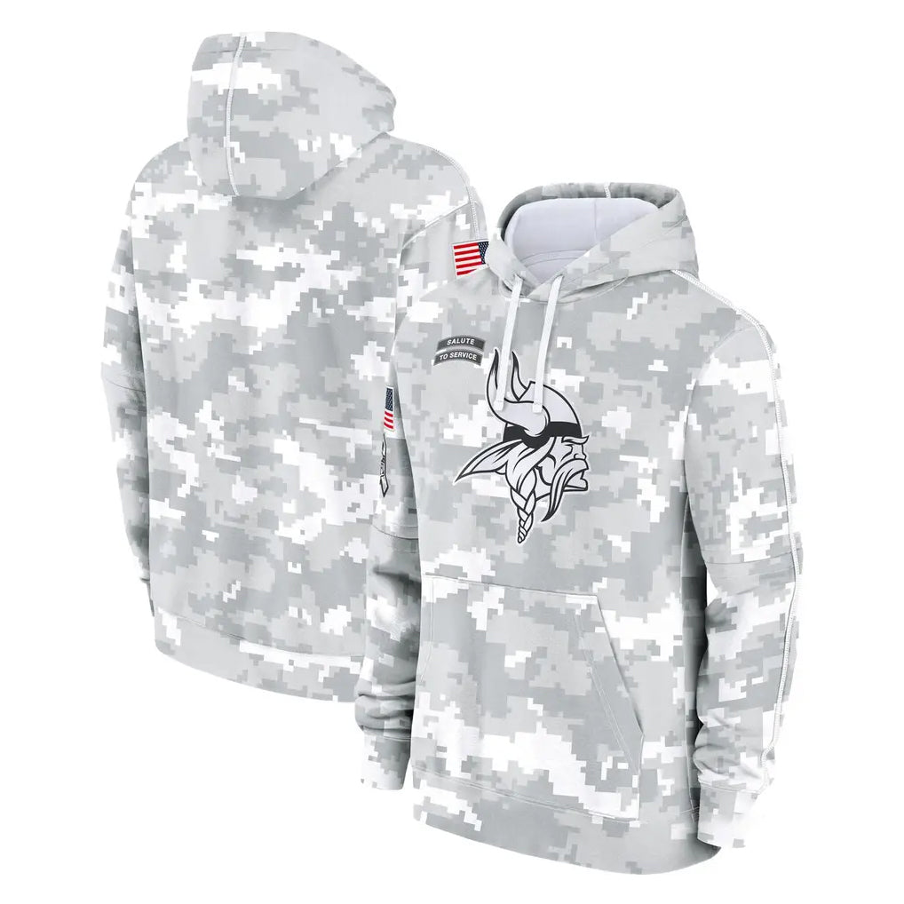 Kooe MN.Vikings Arctic Camo Salute to Service Pullover Hoodies Limited Game Blank Player Stitched Jerseys