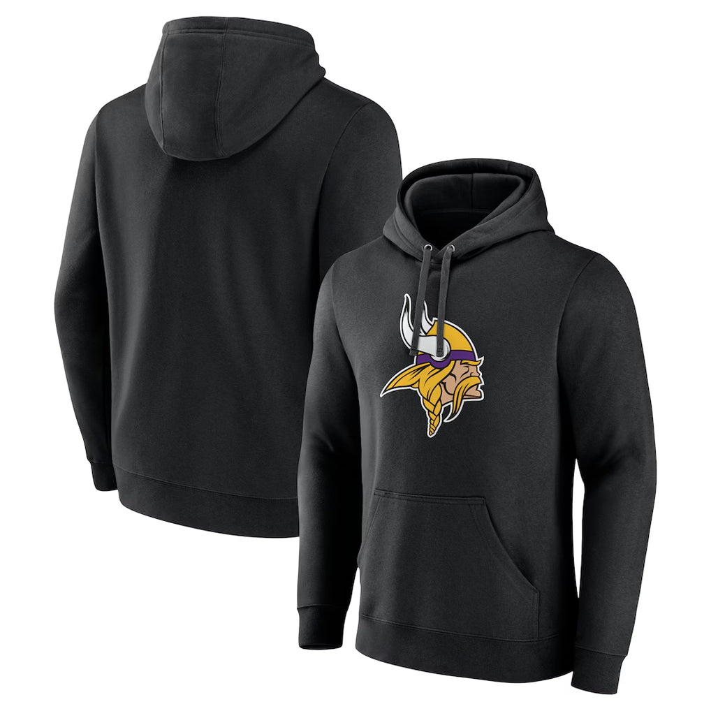 Kooe MN.Vikings Black LOGO Pullover Hoodies Limited Game Blank Player Stitched Jerseys