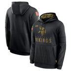 Kooe MN.Vikings Black Salute to Service Hoodies Limited Game Blank Player Stitched Jerseys