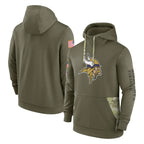 Kooe MN.Vikings Olive Salute to Service Pullover Hoodies Blank Player Stitched Jerseys