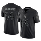 Kooe MN.Vikings #14 Jauan Jennings Player Black Reflective LImited Home Game Stitched Jerseys