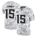 Kooe MN.Vikings #15 Dallas Turner Player Arctic Camo Salute To Service Limited Game Stitched Jerseys