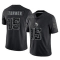 Kooe MN.Vikings #15 Dallas Turner Player Black Reflective LImited Home Game Stitched Jerseys