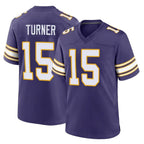Kooe MN.Vikings #15 Dallas Turner Player Purple Classic Home Game Stitched Jerseys