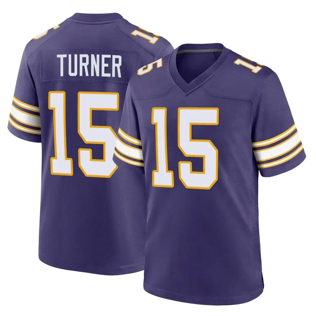 Kooe MN.Vikings #15 Dallas Turner Player Purple Classic Home Game Stitched Jerseys
