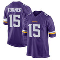 Kooe MN.Vikings #15 Dallas Turner Player Purple Home Game Stitched Jerseys