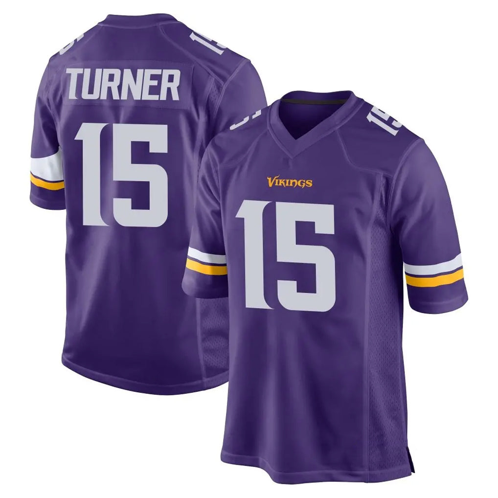 Kooe MN.Vikings #15 Dallas Turner Player Purple Home Game Stitched Jerseys