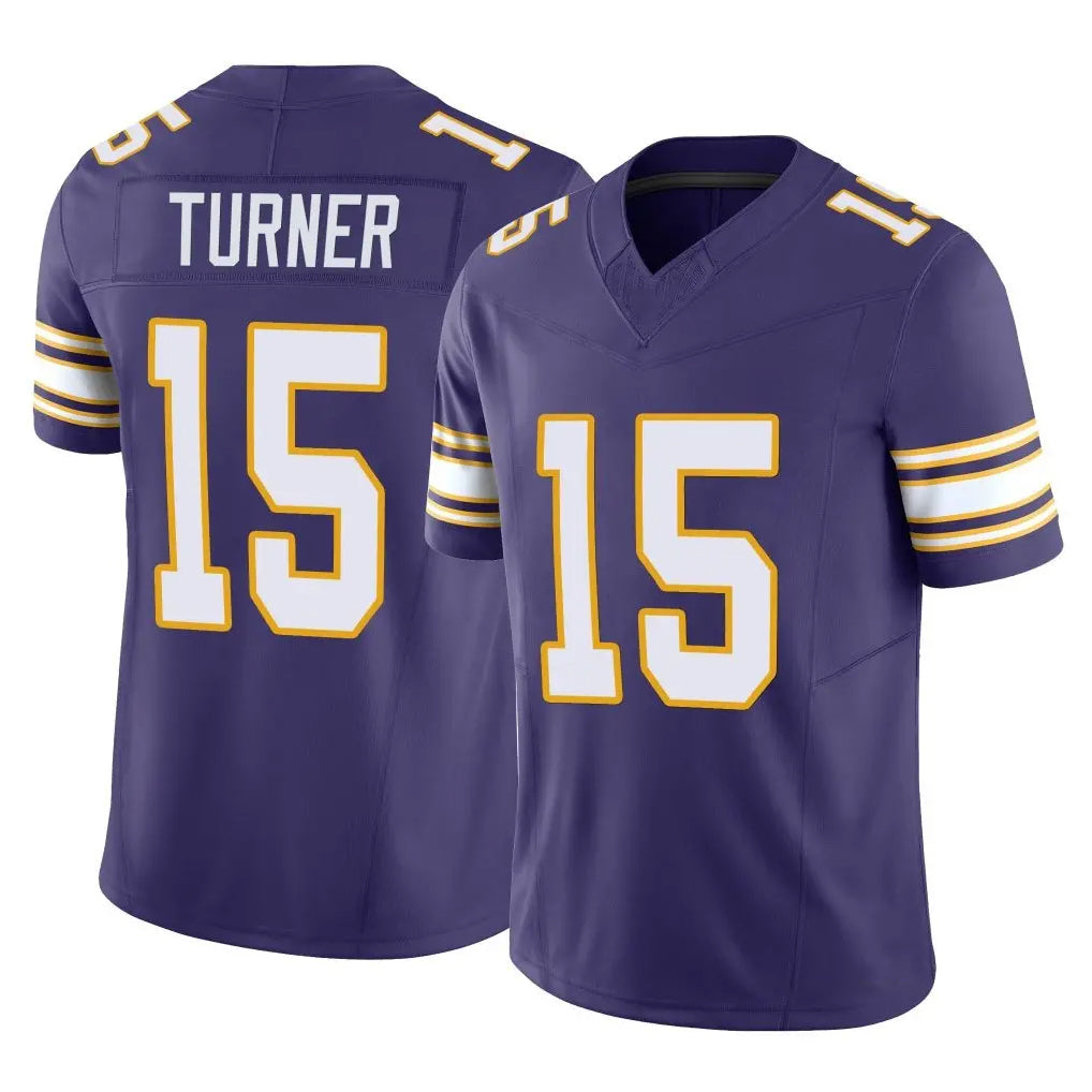 Kooe MN.Vikings #15 Dallas Turner Player Purple Limited Classic Vapor F.U.S.E. Home Game Stitched Jerseys