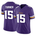 Kooe MN.Vikings #15 Dallas Turner Player Purple Limited Vapor F.U.S.E. Home Game Stitched Jerseys