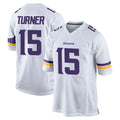 Kooe MN.Vikings #15 Dallas Turner Player White Home Game Stitched Jerseys