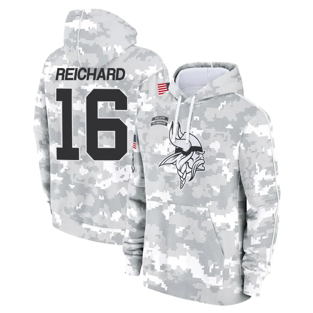 Kooe MN.Vikings #16 Will Reichard Player Arctic Camo Salute to Service Pullover Hoodies Limited Game Stitched Jerseys