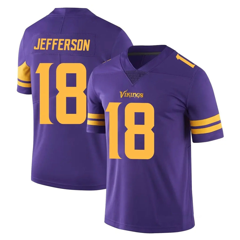 Kooe MN.Vikings #18 Justin Jefferson Player Purple Limited Color Rush Home Game Stitched Jerseys